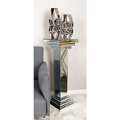 Harper & Willow Silver Wood Glam Pedestal Table, 36 in. x 12 in. x 12 in.