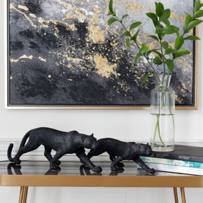Harper & Willow Polystone Contemporary Leopard Sculptures, 14 in., 18 in., Black, 2 pc.