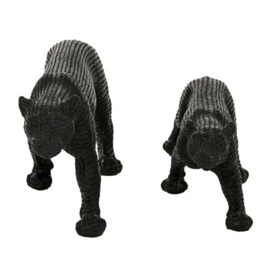 Image showing  Polystone Contemporary Leopard Sculptures, 14 in., 18 in., Black, 2 pc.