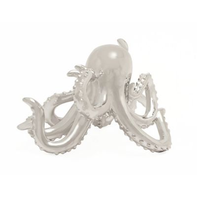 Image showing  Polystone Coastal Octopus Sculpture, 7 in. x 12 in. x 7 in., Silver