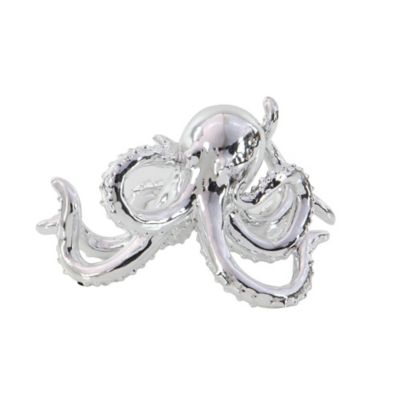 Image showing  Polystone Coastal Octopus Sculpture, 7 in. x 12 in. x 7 in., Silver