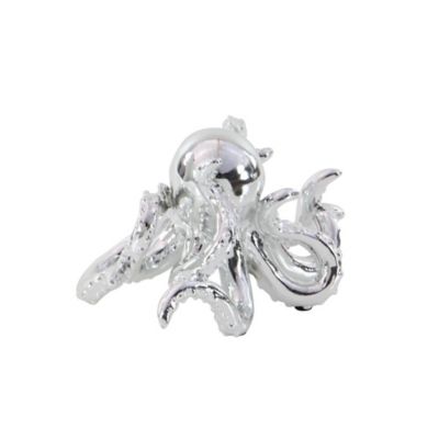 Image showing  Polystone Coastal Octopus Sculpture, 7 in. x 12 in. x 7 in., Silver
