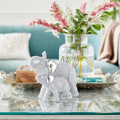 Harper & Willow Polystone Glam Elephant Sculpture, 7 in. x 9 in. x 5 in., Silver