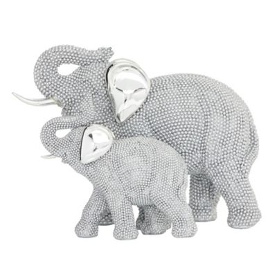 Image showing  Polystone Glam Elephant Sculpture, 7 in. x 9 in. x 5 in., Silver