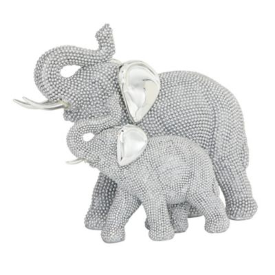 Image showing  Polystone Glam Elephant Sculpture, 7 in. x 9 in. x 5 in., Silver