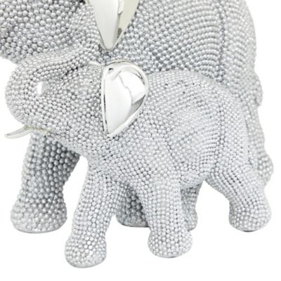 Image showing  Polystone Glam Elephant Sculpture, 7 in. x 9 in. x 5 in., Silver