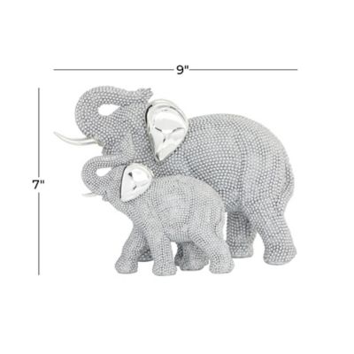 Image showing  Polystone Glam Elephant Sculpture, 7 in. x 9 in. x 5 in., Silver