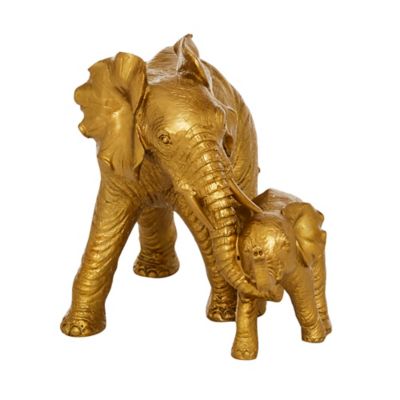 Image showing  Resin Eclectic Elephant Sculpture, 7 in. x 6 in. x 10 in., Gold