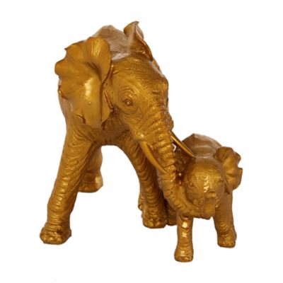 Image showing  Resin Eclectic Elephant Sculpture, 7 in. x 6 in. x 10 in., Gold