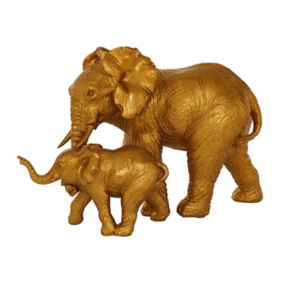 Image showing  Resin Eclectic Elephant Sculpture, 7 in. x 6 in. x 10 in., Gold