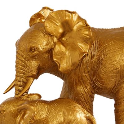 Image showing  Resin Eclectic Elephant Sculpture, 7 in. x 6 in. x 10 in., Gold