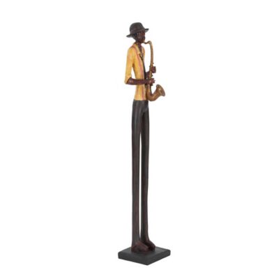 Image showing  Polystone Tall Long-Legged Jazz Band Musician Sculpture, 4 in., 24 in., Brown/Black, 4 pc.
