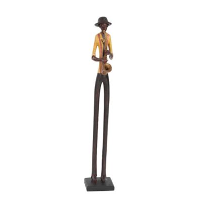 Image showing  Polystone Tall Long-Legged Jazz Band Musician Sculpture, 4 in., 24 in., Brown/Black, 4 pc.