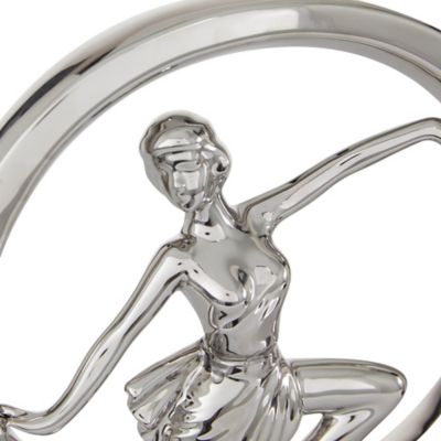 Image showing  Silver Porcelain Contemporary Yoga Sculptures, 10.5 in., 11.25 in., 2 pc.