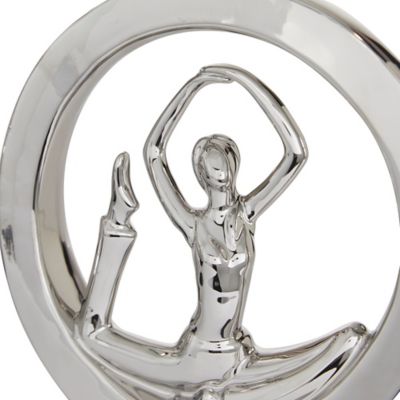 Image showing  Silver Porcelain Contemporary Yoga Sculptures, 10.5 in., 11.25 in., 2 pc.