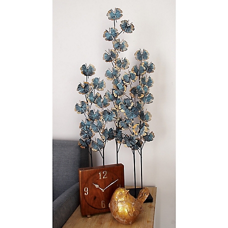 Harper & Willow Turquoise Metal Contemporary Nature Sculpture, 37 in. x 13 in. x 6 in.