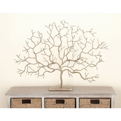 Harper & Willow Silver Metal Contemporary Sculpture, Tree, 24 in. x 32 in. x 4 in.
