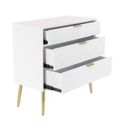 Image showing  3-Drawer Modern Wood Cabinet, 15 in., White