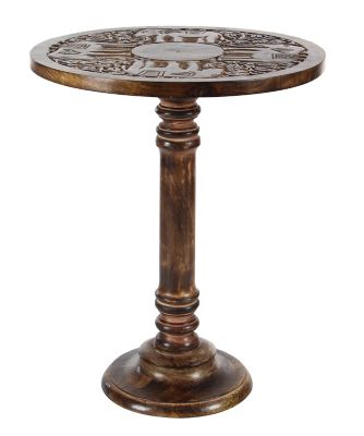 Image showing  Mango Wood Handmade Carved Elephant Accent Table, Dark Brown, 17 in. x 17 in. x 21 in.