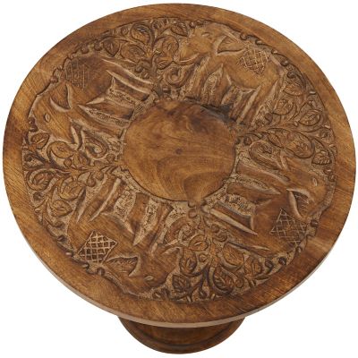 Image showing  Mango Wood Handmade Carved Elephant Accent Table, Dark Brown, 17 in. x 17 in. x 21 in.