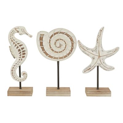 Image showing  Plastic Coastal Sea Animal Sculptures, 13.25 in., 13.25 in., 13 in., White, 3 pc.