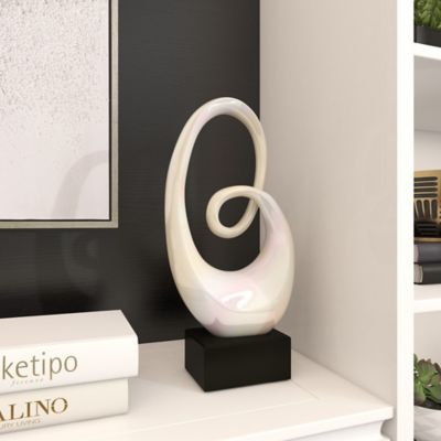 Harper & Willow Ceramic Swirl Abstract Sculpture, 10 in. x 5 in. x 21 in., White/Black