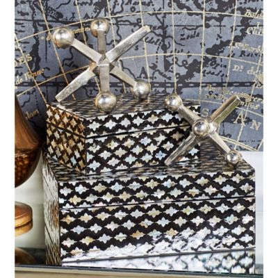 Harper & Willow Silver Aluminum Modern Geometric Sculptures, 4 in., 5 in., 2 pc.