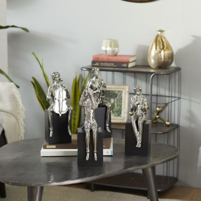 Harper & Willow Silver Porcelain Modern Musician Sculptures, 4 pc., 5 in. x 14 in., 96746