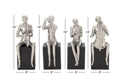 Image showing  Silver Porcelain Modern Musician Sculptures, 4 pc., 5 in. x 14 in., 96746