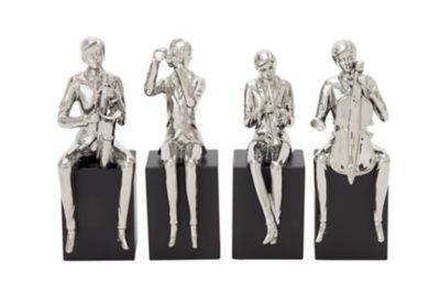 Image showing  Silver Porcelain Modern Musician Sculptures, 4 pc., 5 in. x 14 in., 96746
