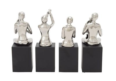 Image showing  Silver Porcelain Modern Musician Sculptures, 4 pc., 5 in. x 14 in., 96746