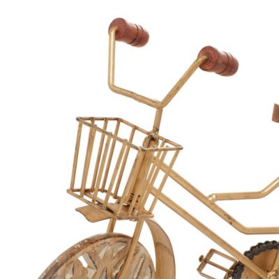 Image showing  Vintage Metal and Wood Bicycle Sculpture, 11.75 in. x 18.95 in. x 4.75 in., Gold