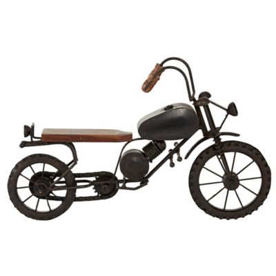 Image showing  Metal Motorcycle Sculpture, 16 in. x 4 in. x 10 in., Black
