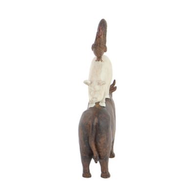 Image showing 4 th Harper & Willow Polystone Stacked Farm Animals Sculpture, 11 in. x 3 in. x 14 in., Brown