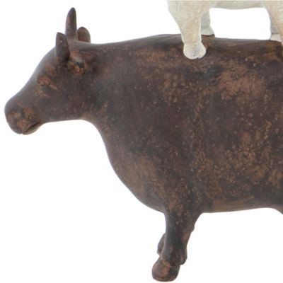 Image showing 6 th Harper & Willow Polystone Stacked Farm Animals Sculpture, 11 in. x 3 in. x 14 in., Brown