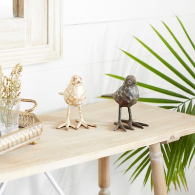 Harper & Willow Gold Metal Farmhouse Bird Sculpture, 5 in. x 6 in., 2 pc.