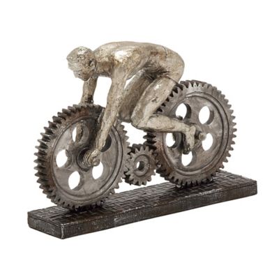 Image showing  Silver Polystone Industrial Bicycle Sculpture, 8 in. x 10 in. x 3 in.
