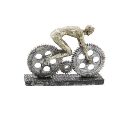 Image showing  Silver Polystone Industrial Bicycle Sculpture, 8 in. x 10 in. x 3 in.