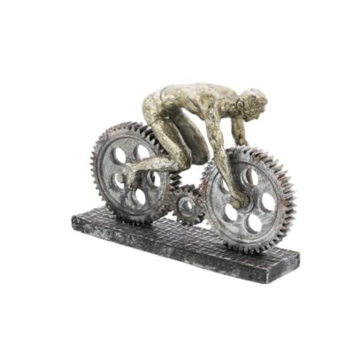 Image showing  Silver Polystone Industrial Bicycle Sculpture, 8 in. x 10 in. x 3 in.