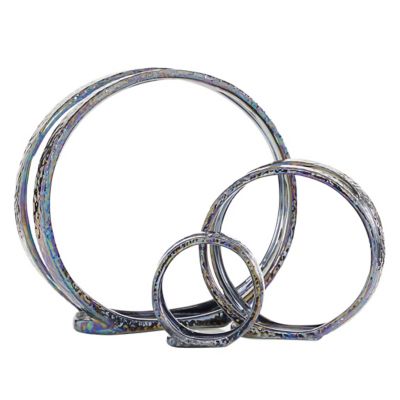 Image showing  Silver Ceramic Glam Candlestick Holders, 13 in. x 14 in. x 5 in., 59972