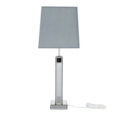 Image showing  30 in. H Wood and Glass Mirror Glam Table Lamp, Silver