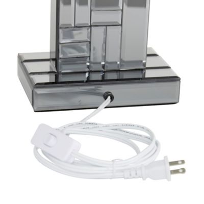 Image showing  30 in. H Wood and Glass Mirror Glam Table Lamp, Silver