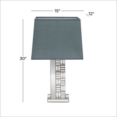 Image showing  30 in. H Wood and Glass Mirror Glam Table Lamp, Silver