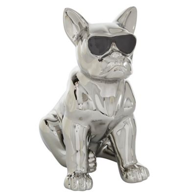 Image showing  Silver Ceramic Glam Dog Sculpture, 12 in. x 6 in. x 10 in.