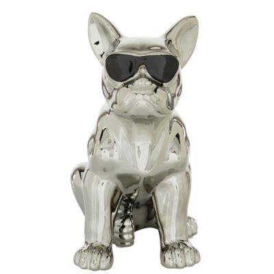 Image showing  Silver Ceramic Glam Dog Sculpture, 12 in. x 6 in. x 10 in.