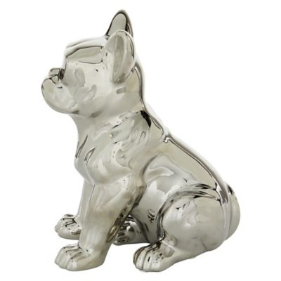 Image showing  Silver Ceramic Glam Dog Sculpture, 12 in. x 6 in. x 10 in.