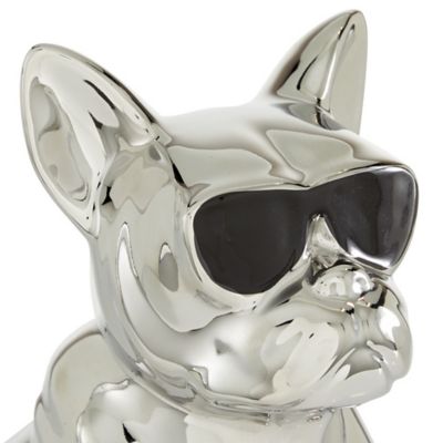 Image showing  Silver Ceramic Glam Dog Sculpture, 12 in. x 6 in. x 10 in.