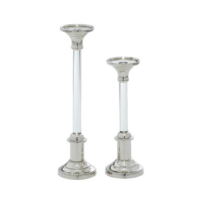 Image showing  Silver Aluminum Glam Candle Holders, 12 in., 16 in., 2 pc., 91017