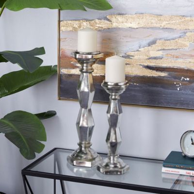Harper & Willow Silver Glass Glam Candle Holders, 14 in., 18 in., 2 pc., 82780