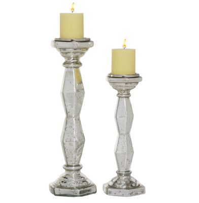 Image showing  Silver Glass Glam Candle Holders, 14 in., 18 in., 2 pc., 82780